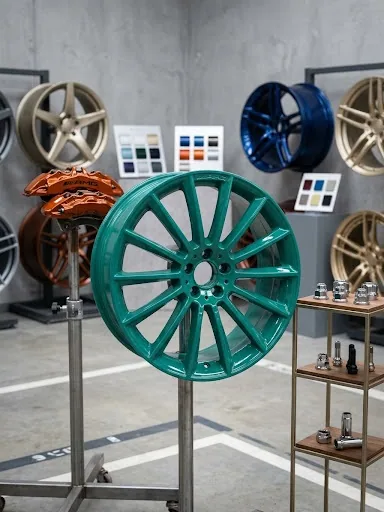 Alufelge in Saftgrün (Mercedes RAL 6821)